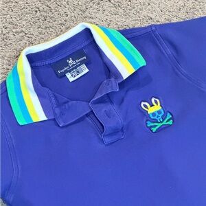 Psycho Bunny Polo Shirt Boys Small Short Sleeve Blue Kids Youth Size S 7/8